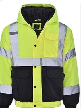Artic Quest High Visibility Safety Parka work utility insulated jacket Neon